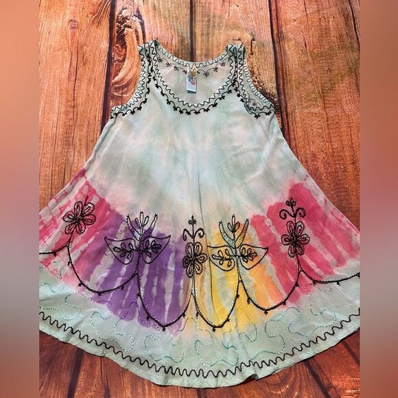 India Boutique Other - India Boutique girls dress Size S Preowned Boho Tie dye Embroidered